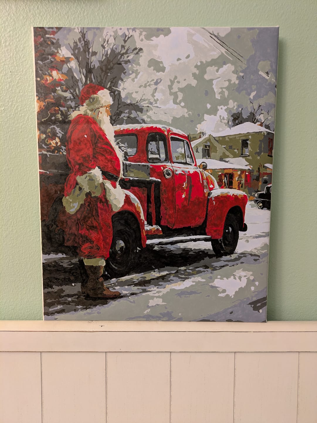 Customer photo review of Santa’s Red Ride | Paint by Number