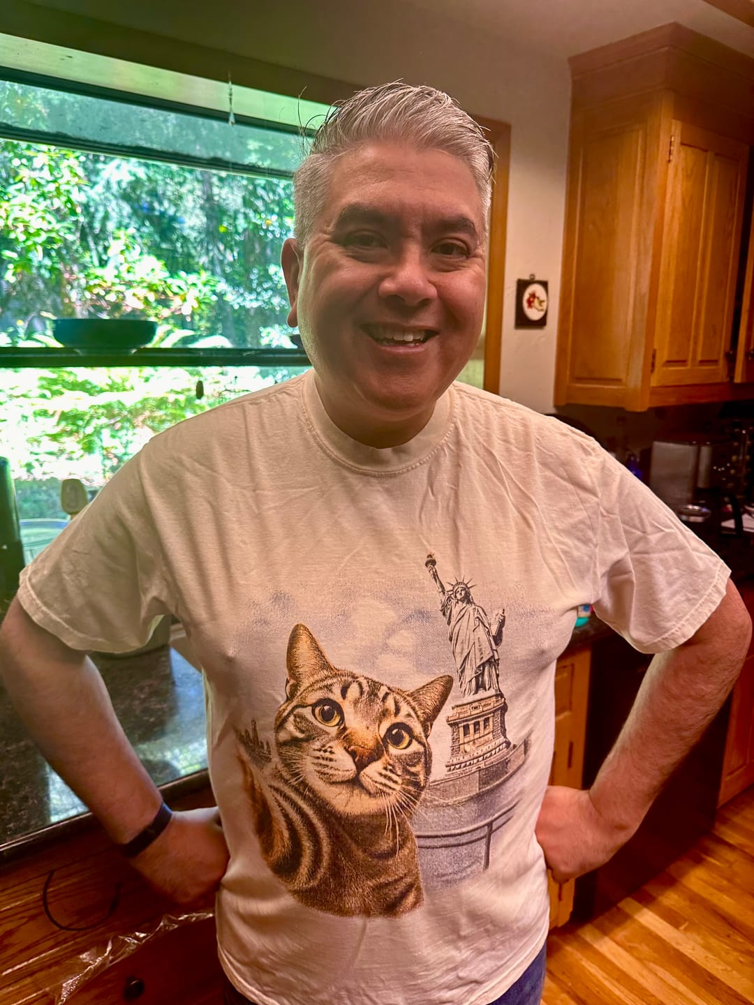 Customer photo review of Liberty Meow T-Shirt