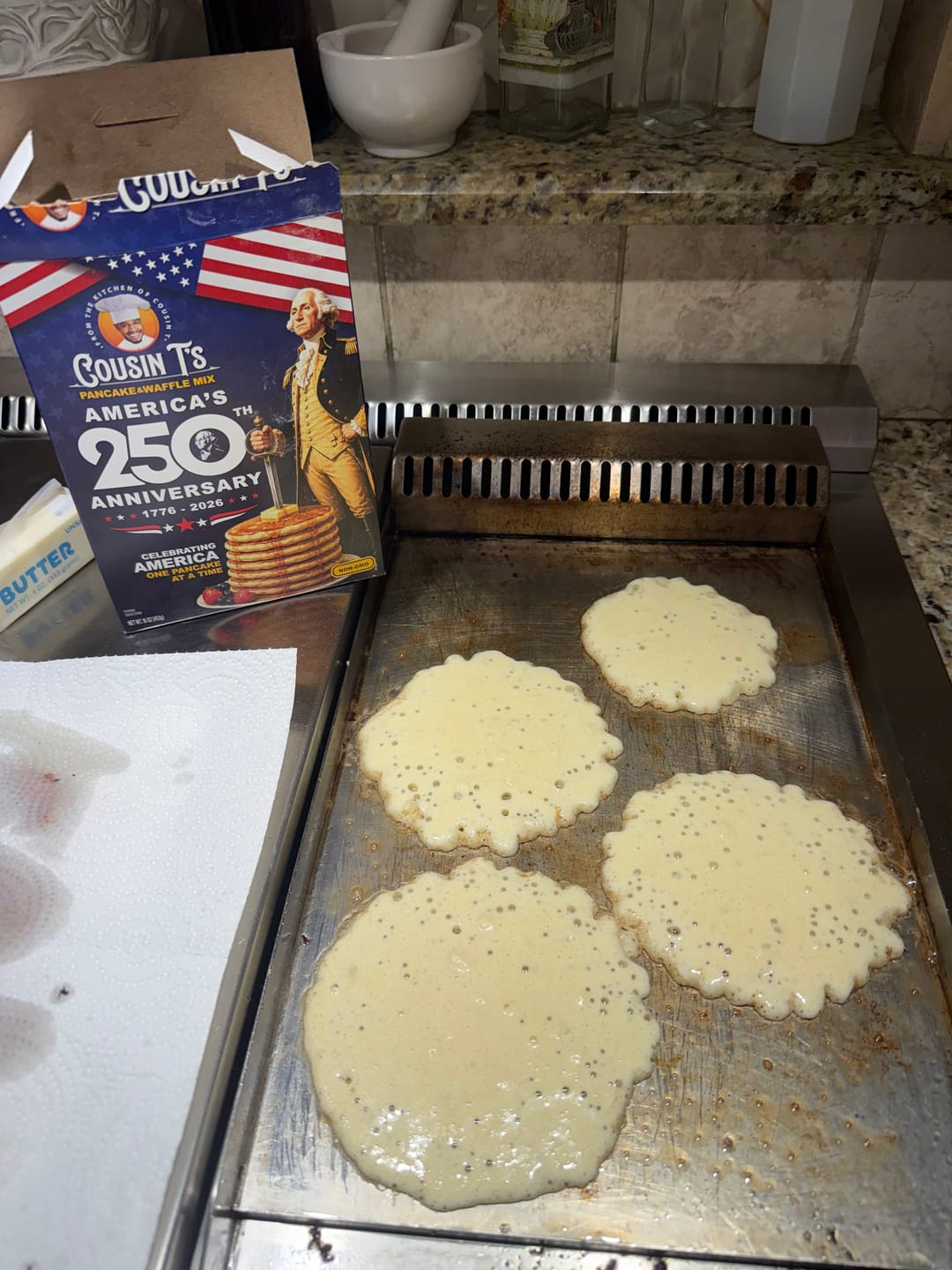 Customer photo review of Cousin T's 250th Anniversary Pancake & Waffle Mix