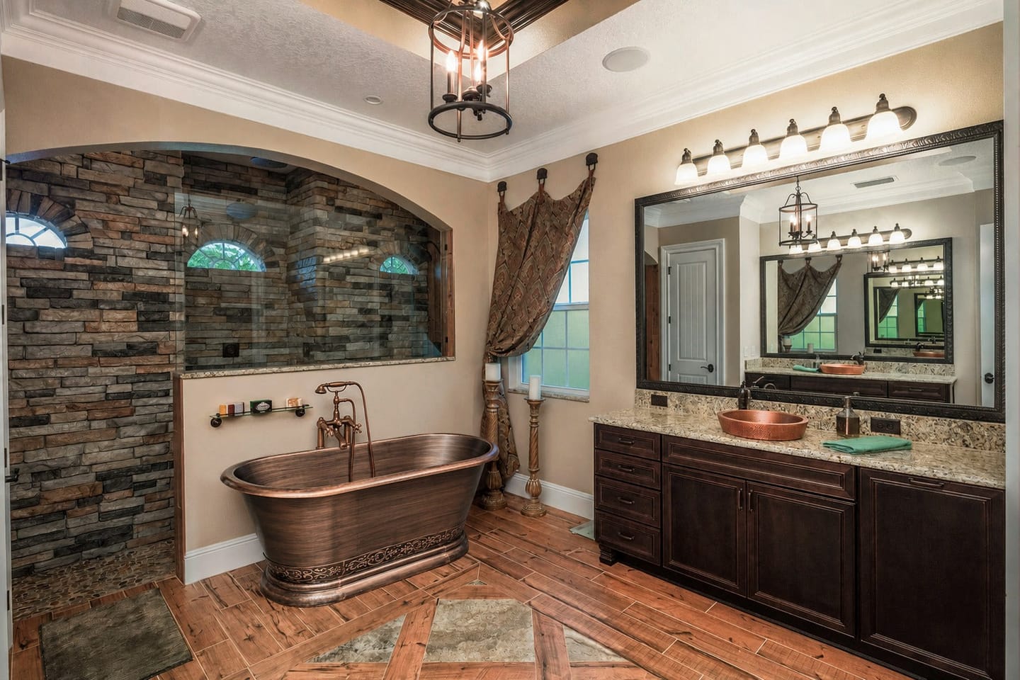 Customer photo review of Elite Double‑Ended Antique Medium Patina Copper Freestanding Pedestal Bathtub ET-C-DE07