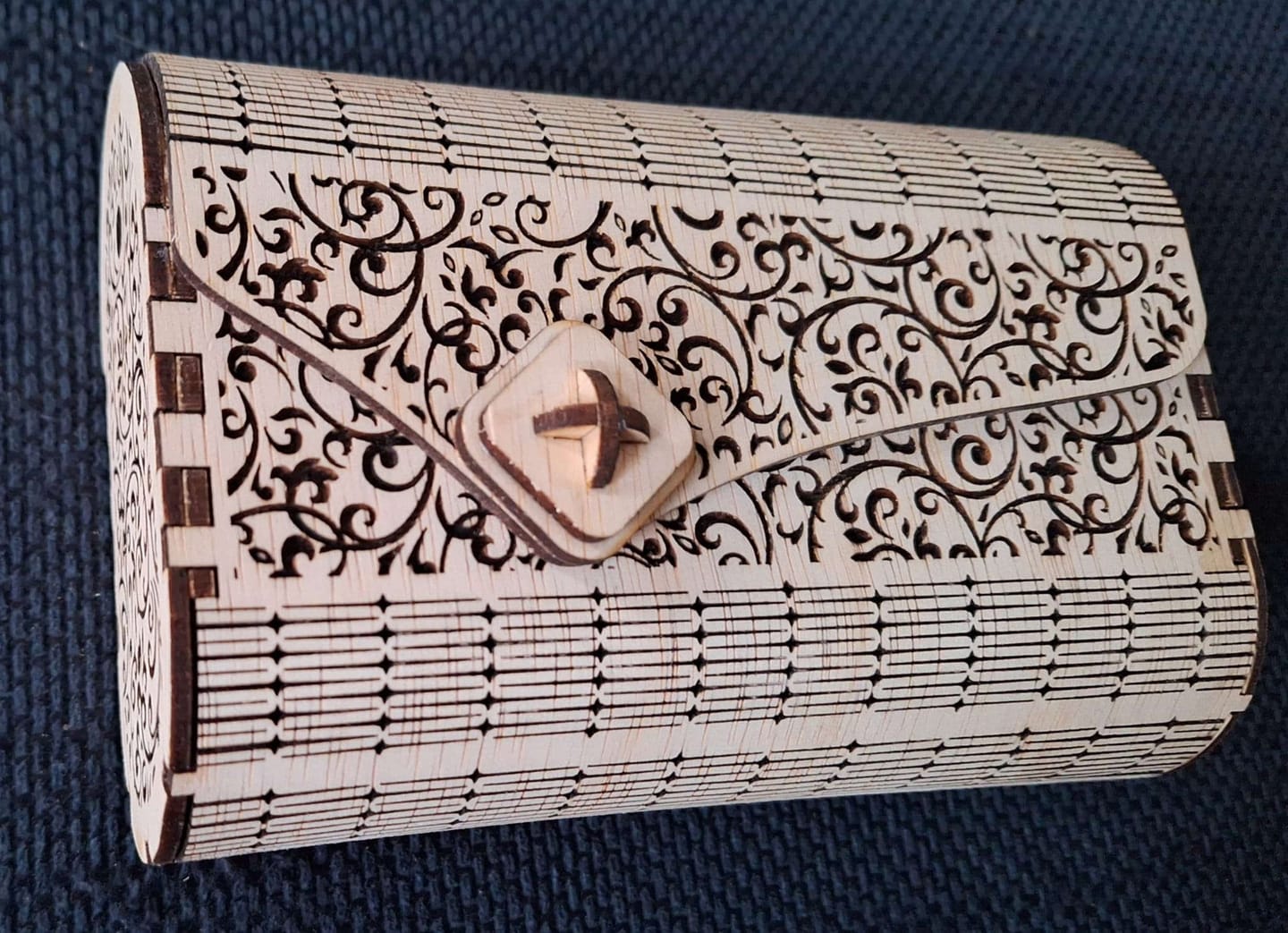 Customer photo review of Wooden clutch handbag purse laser cut svg file