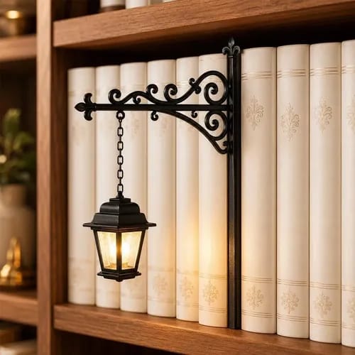 Customer photo review of The Library Lantern — Bookshelf Lamp