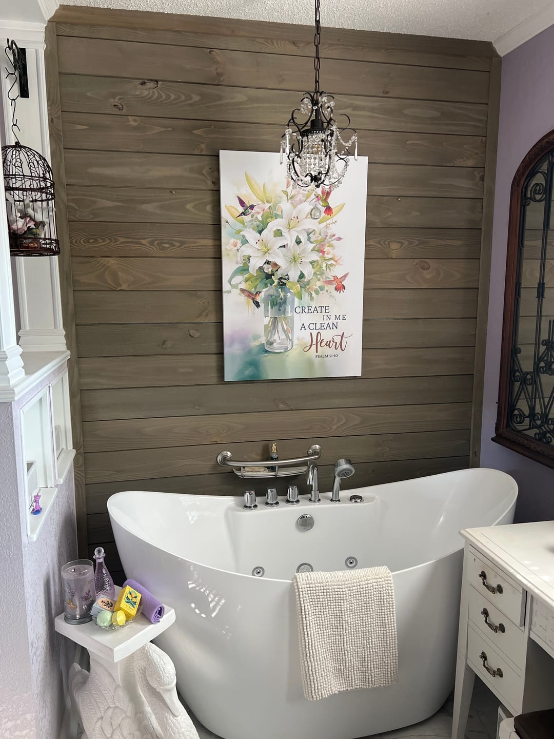 Customer photo review of Create In Me A Clean Heart, Hummingbird Lily Flower, Psalm 51:10 Wall Art Canvas