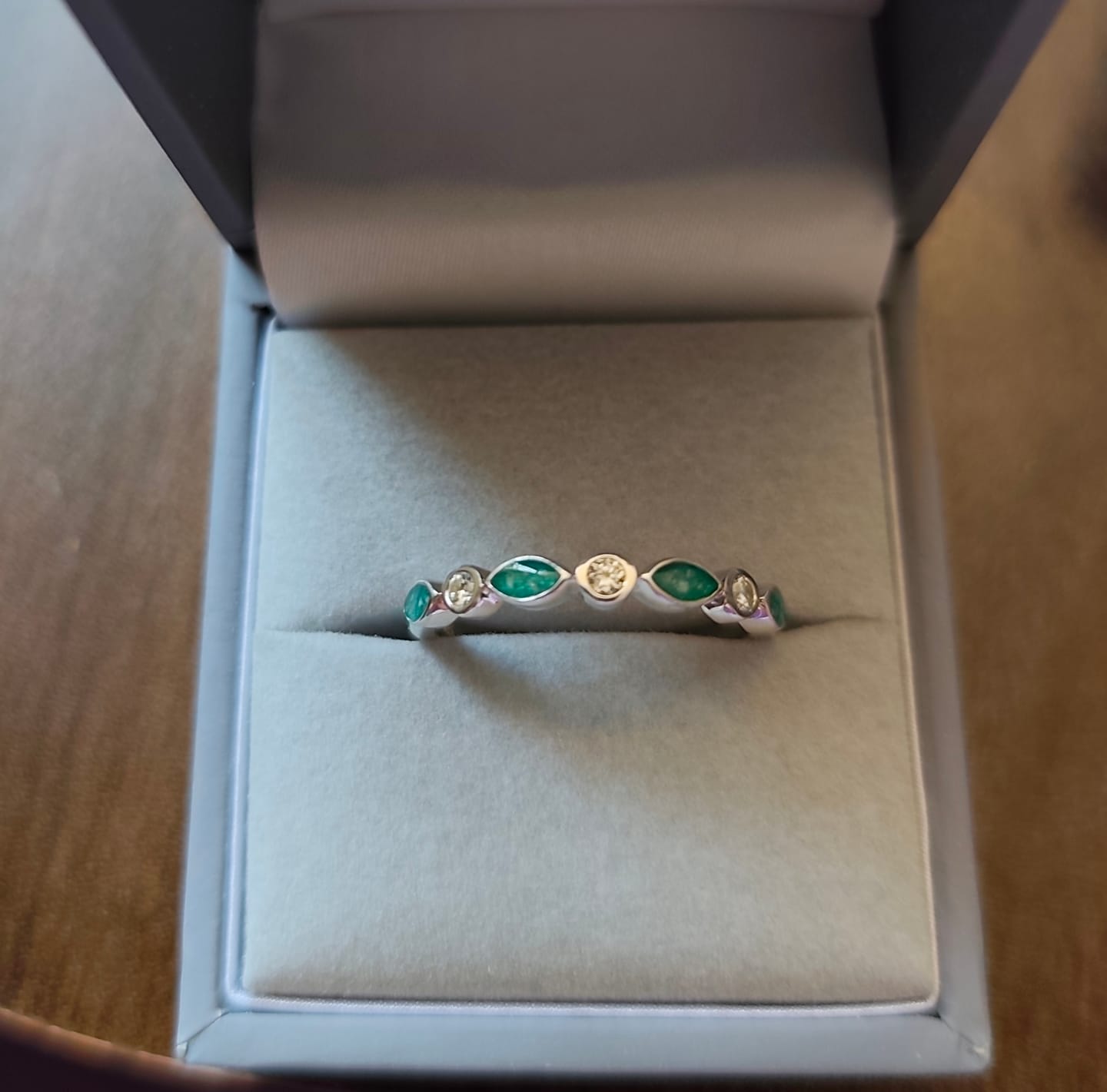 Customer photo review of Bezel set half eternity style ring