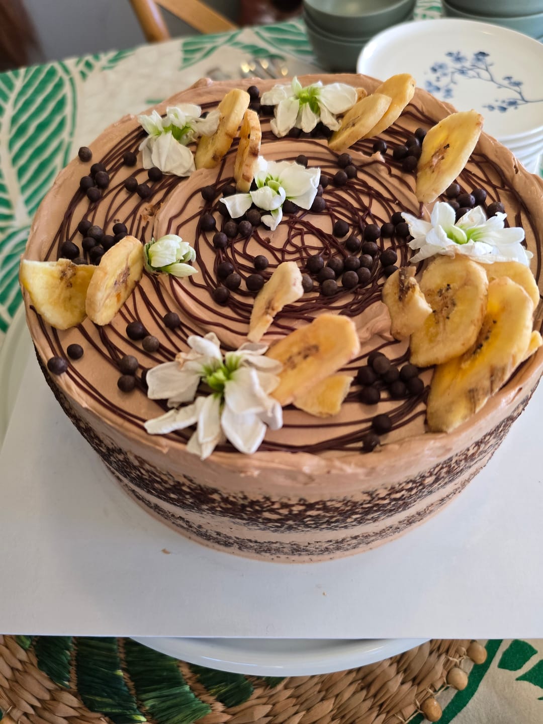Customer photo review of banana chocolate cake