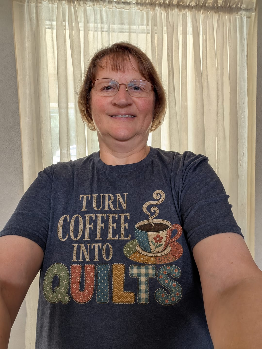 Customer photo review of Sea Turtle Patchwork Floral T-Shirt | Vintage Quilted Ocean Sea Turtle Quilter Tee