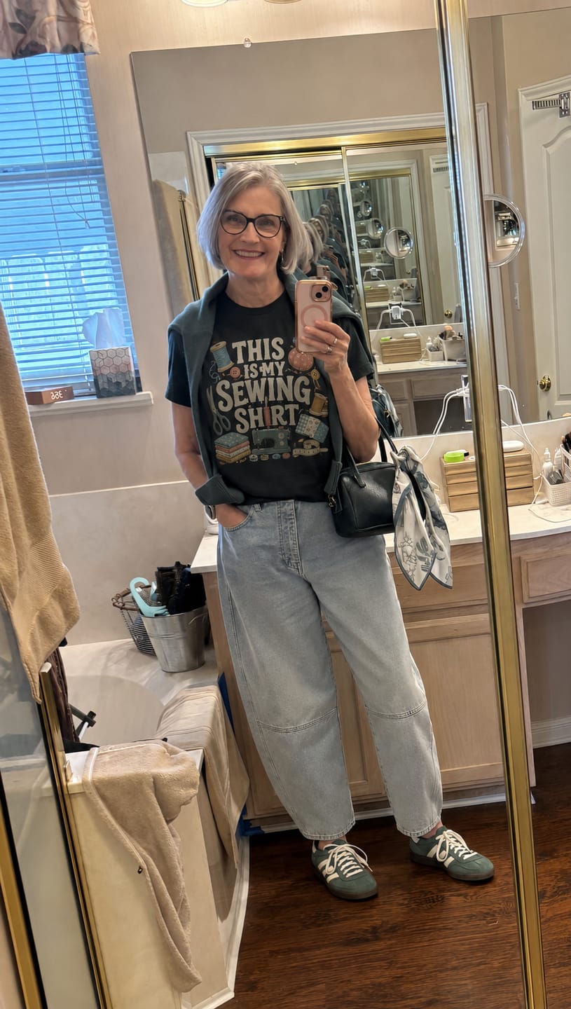 Customer photo review of Patchwork Butterfly Wildflowers T-Shirt | Half Patchwork Half Floral Butterfly Quilter Tee