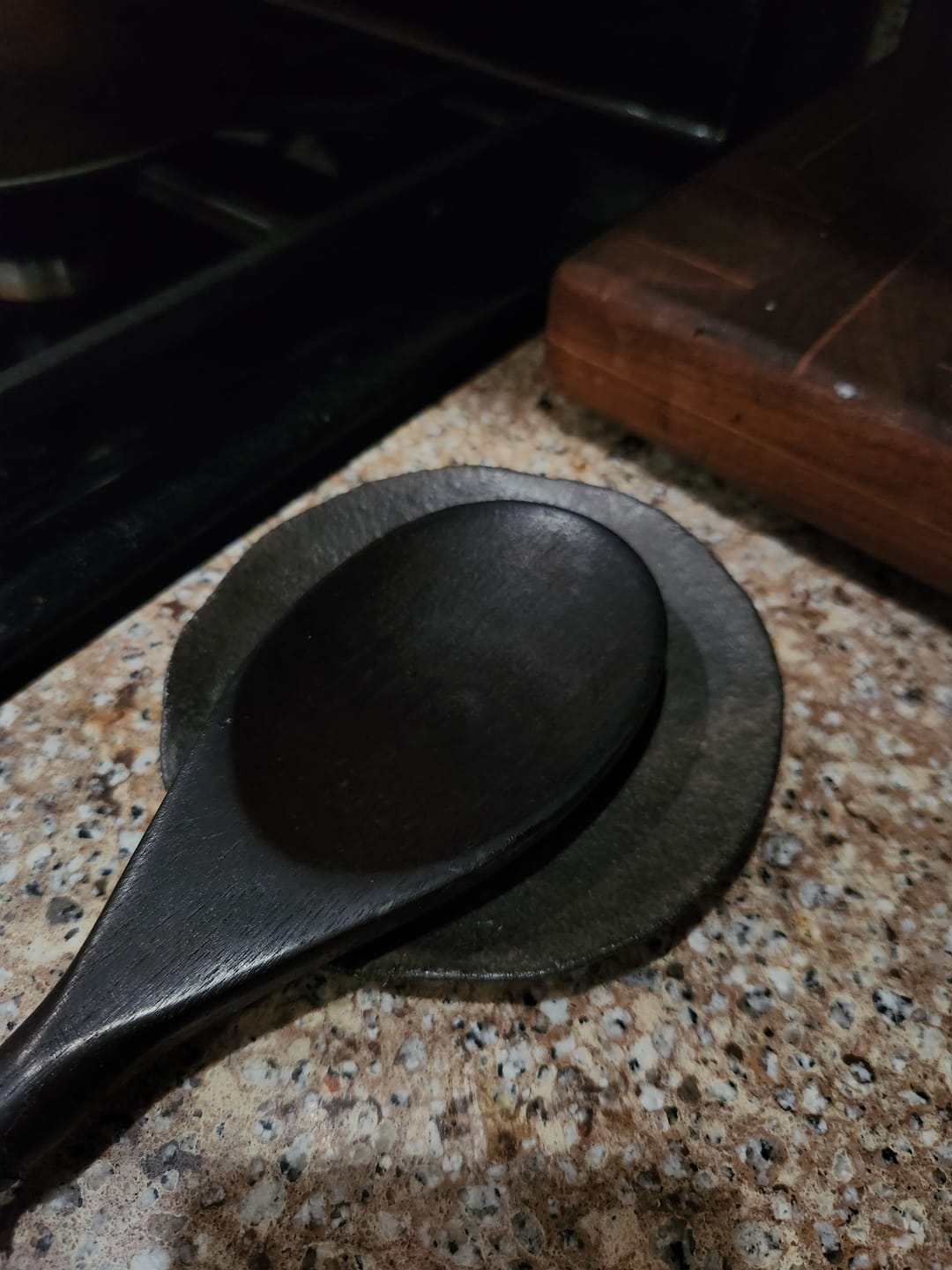 Customer photo review of Dark Handmade Ceramic Spoon Rest