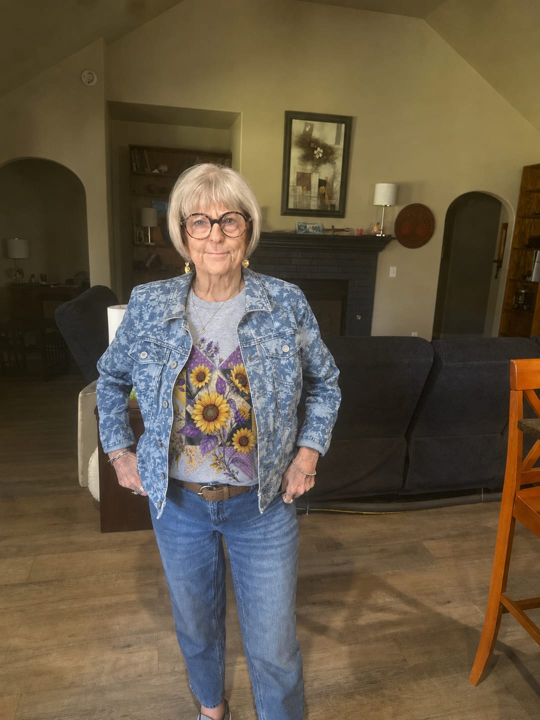 Customer photo review of Patchwork Bluebird Wildflowers Ladybug T-Shirt