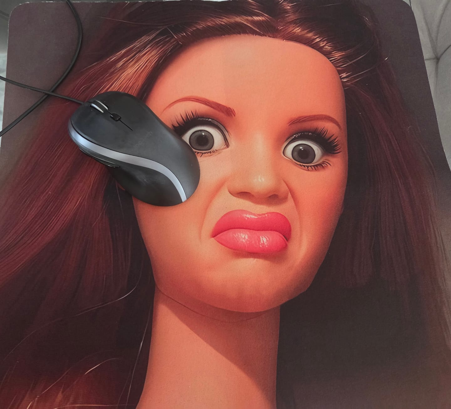 Customer photo review of Funny Face Mouse Pad
