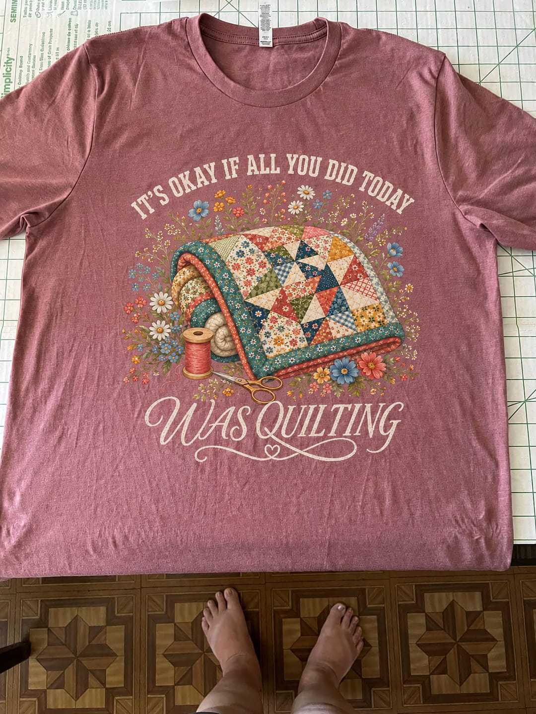 Customer photo review of Mandala Sewing Machine T-shirt