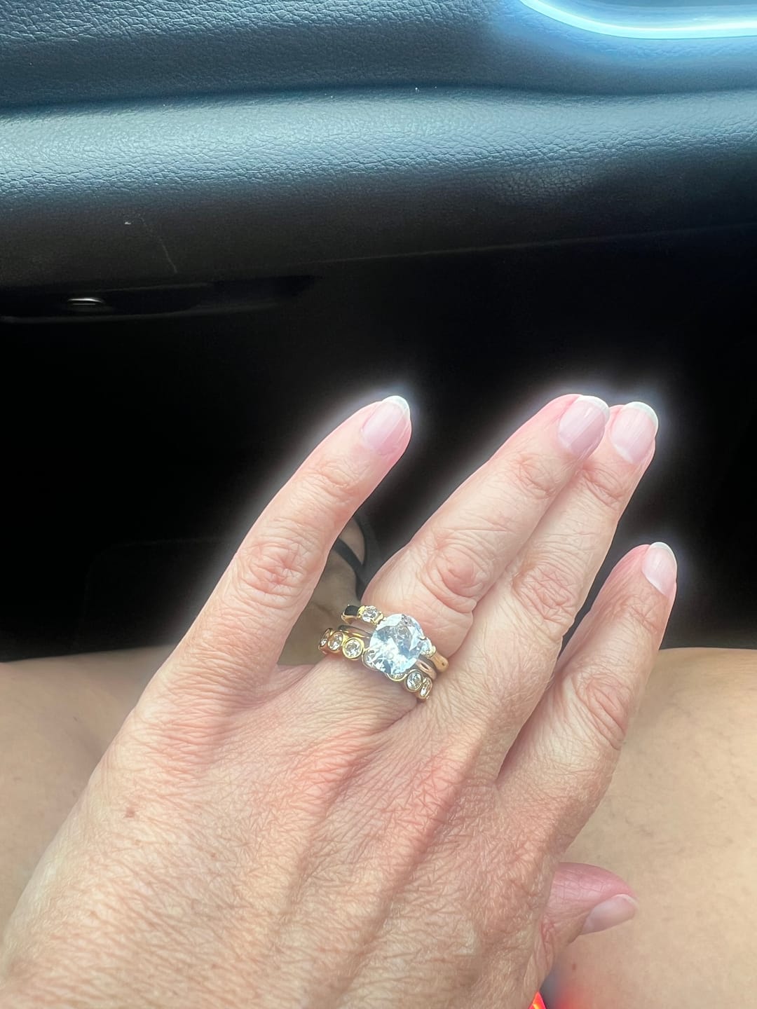 Customer photo review of Oval Solitaire Diamond-Inspired Ring 3ct