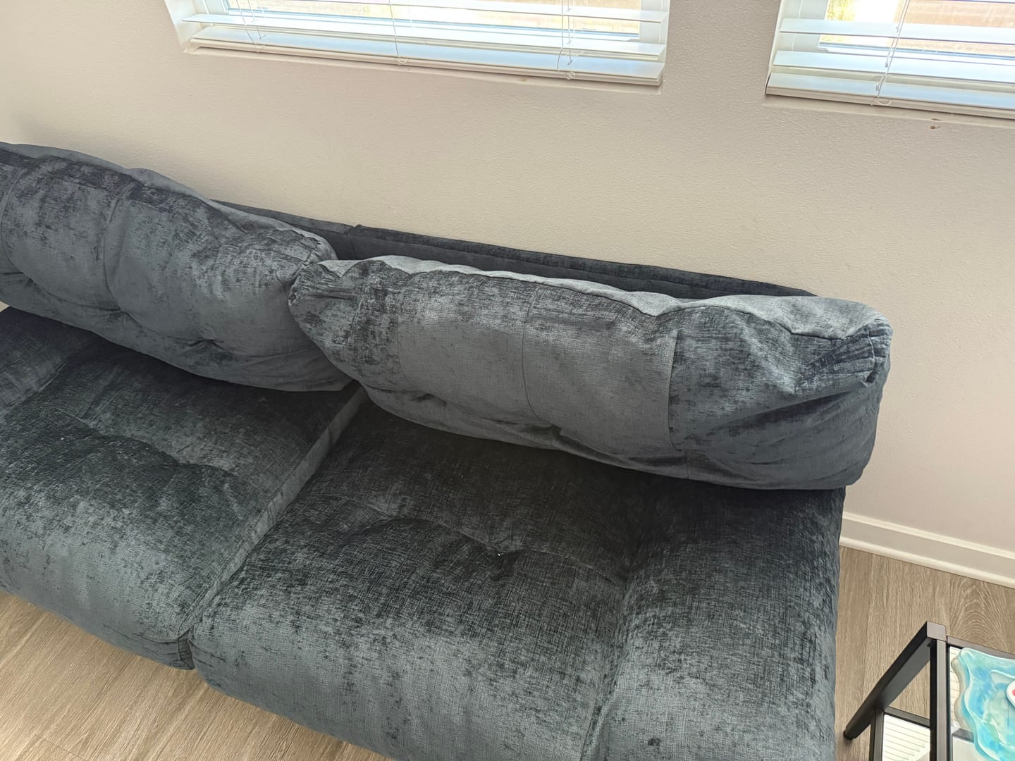 Customer photo review of HOMREST 80 Inch Chenille Cloud Sofa Loveseat, Deep Seat Couch with Pillow Armrests, Dark Grey