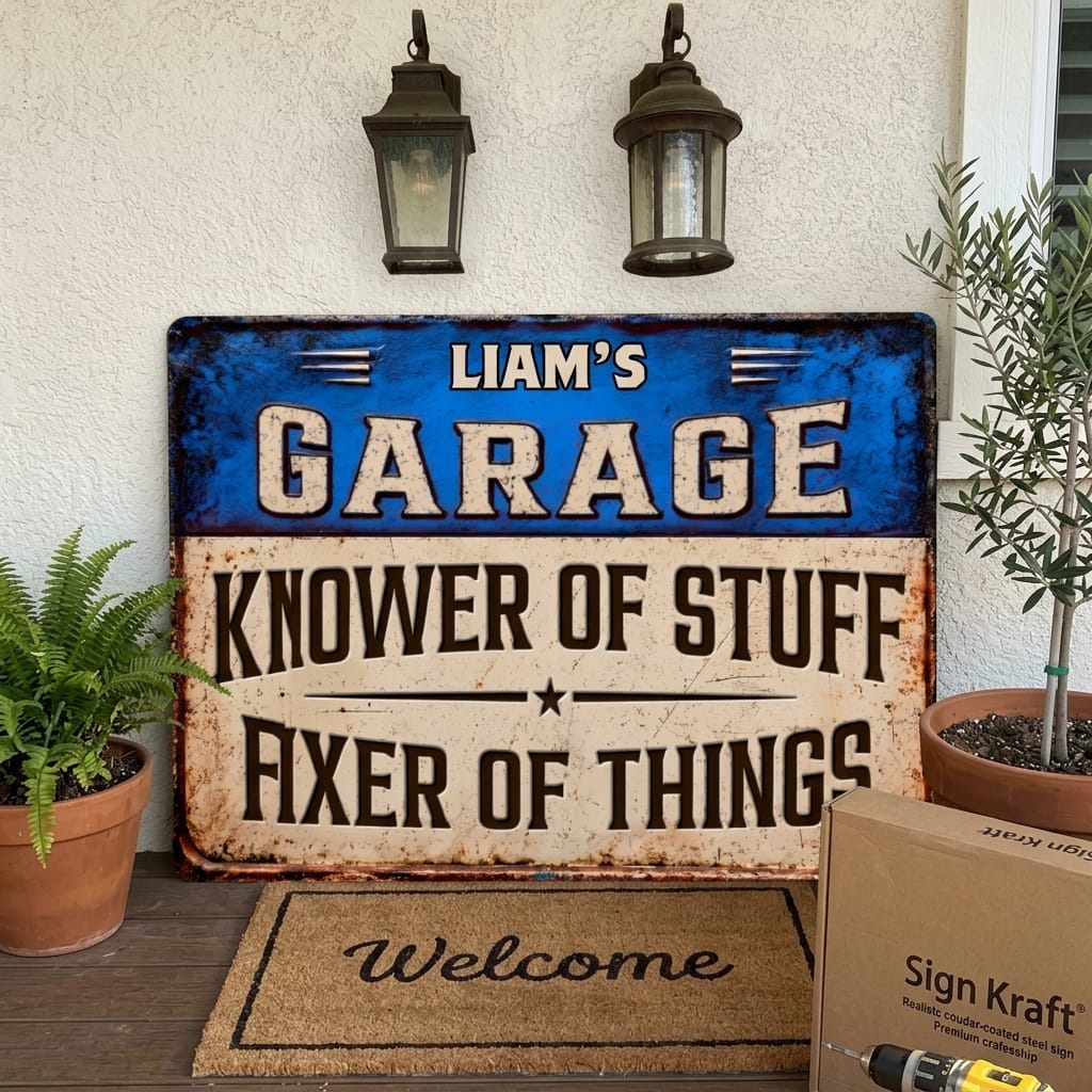 Customer photo review of This's His Garage Sign - Personalized Horizontal Garage Sign