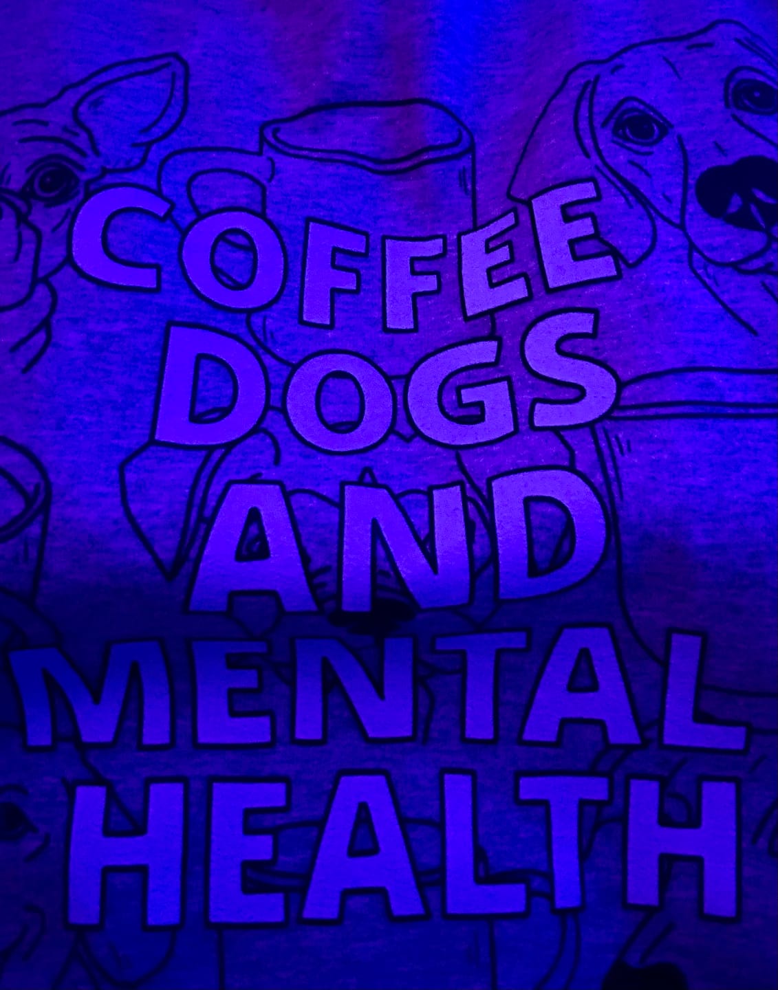 Customer photo review of Coffee Dogs and Mental Health Sketched Sweatshirt