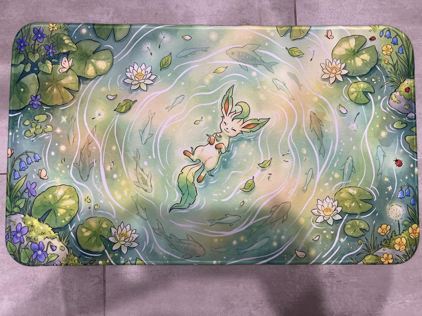 Customer photo review of Leafeon Pond Playmat - Pokemon TCG Mat