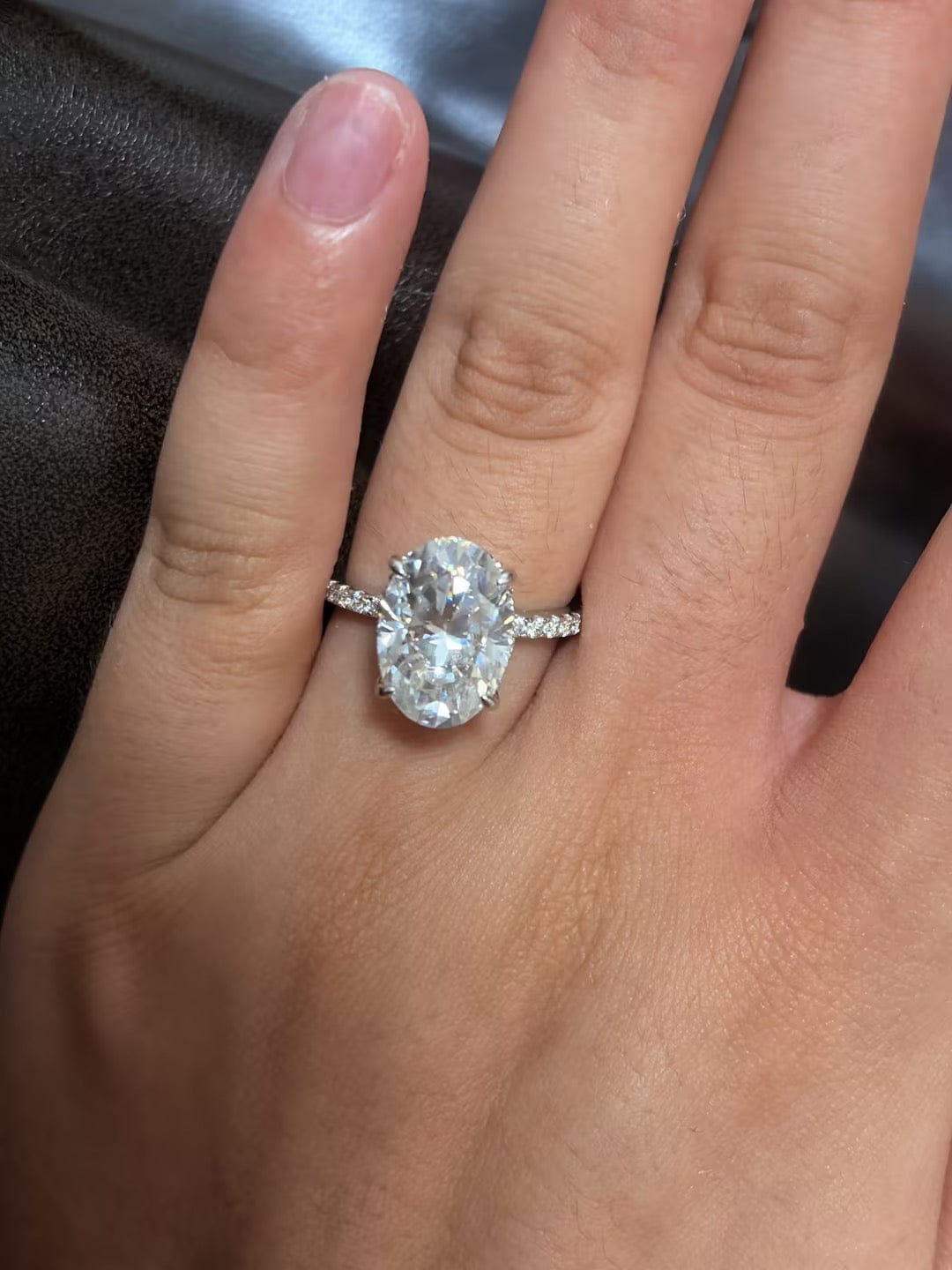 Customer photo review of S925 Moissanite 2.0 Ct~5.5 Ct Pavé Oval Cut Engagement Rings For Women