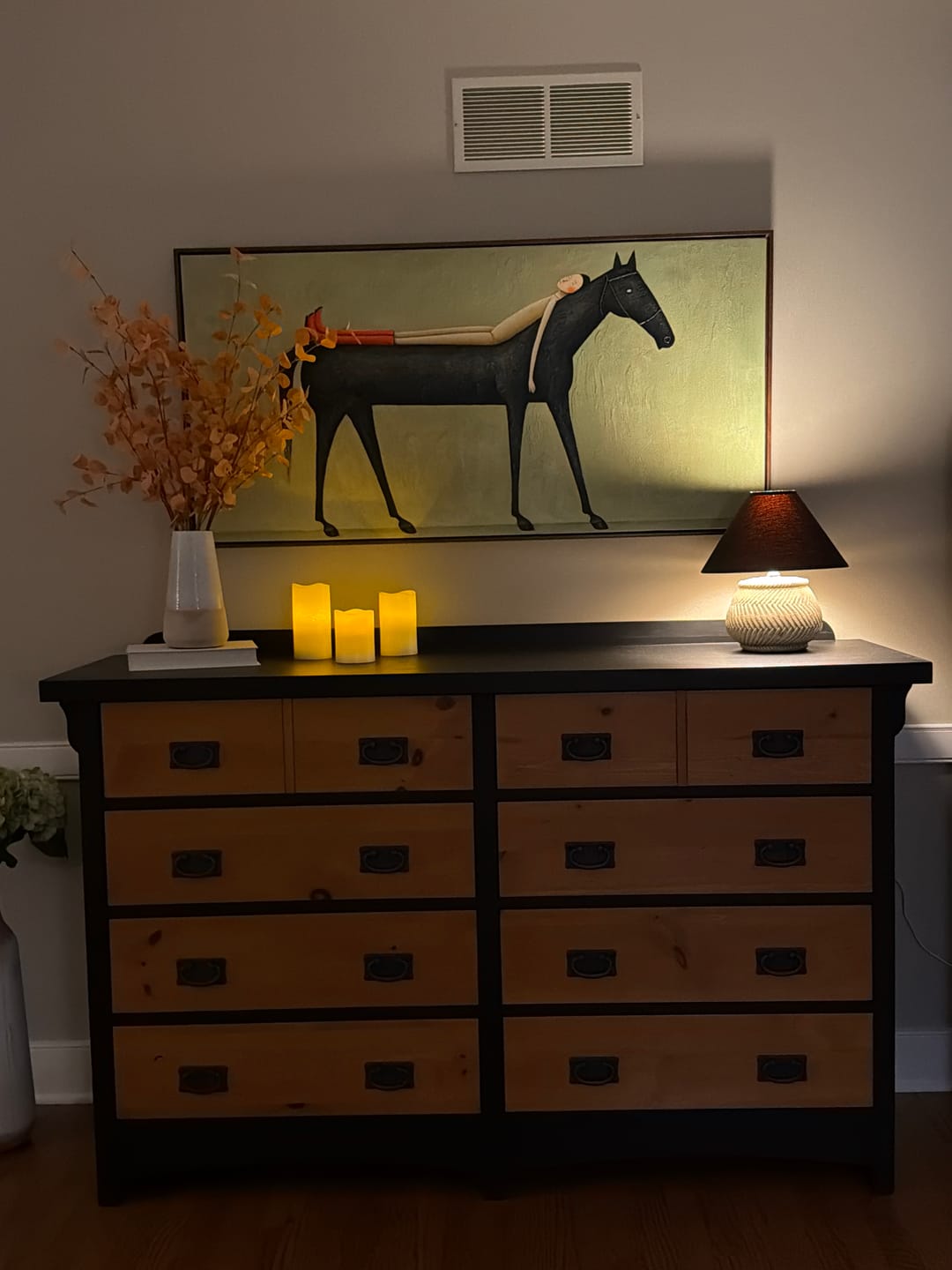 Customer photo review of Dreamy Companion – Modern Whimsical Canvas Art | Minimalist Surrealism Living Room Art
