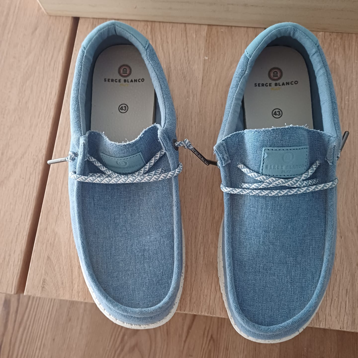 Customer photo review of Chaussures bateau Saint-Jean bleu denim