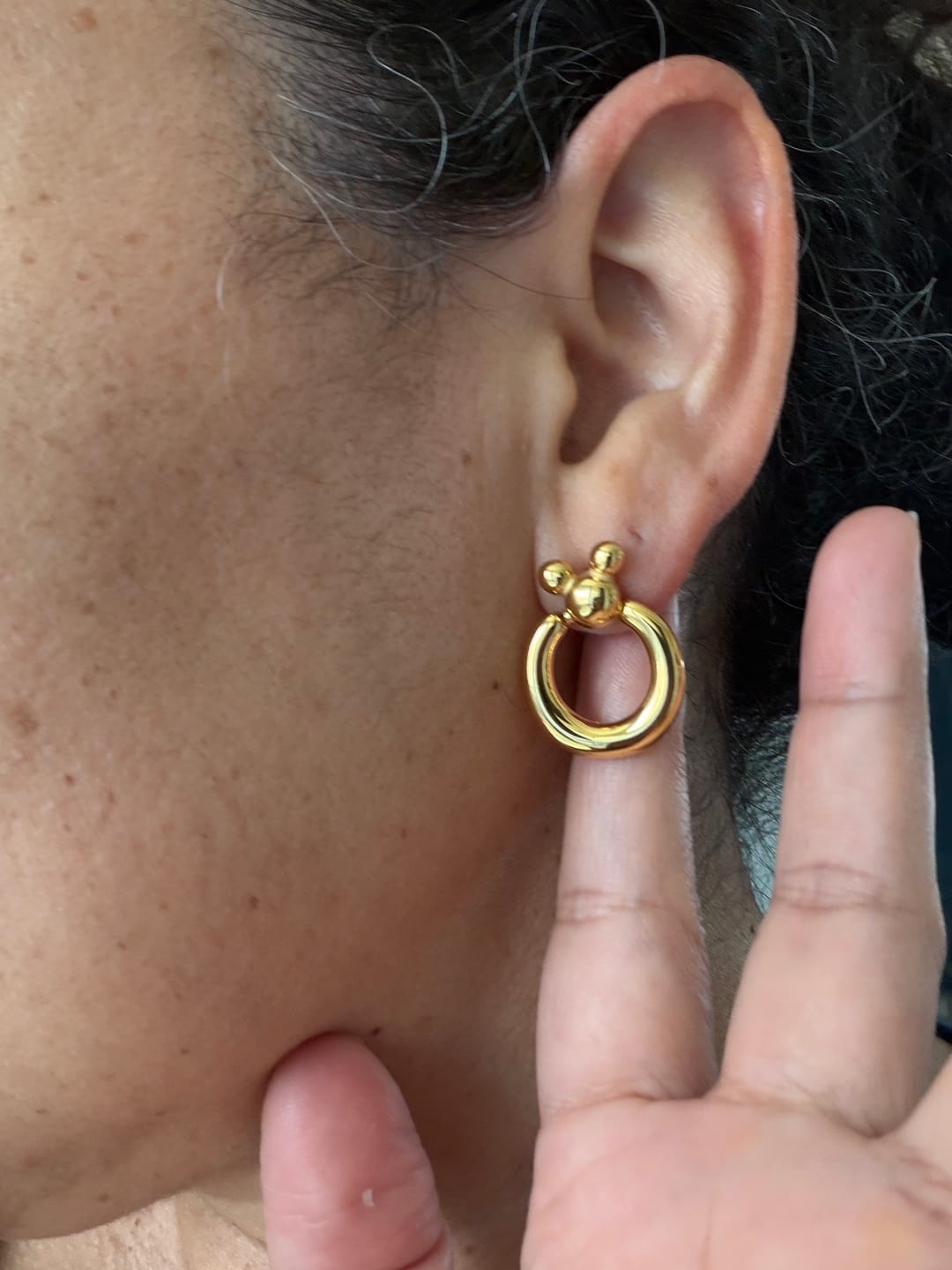 Customer photo review of Leader of the Club Earrings