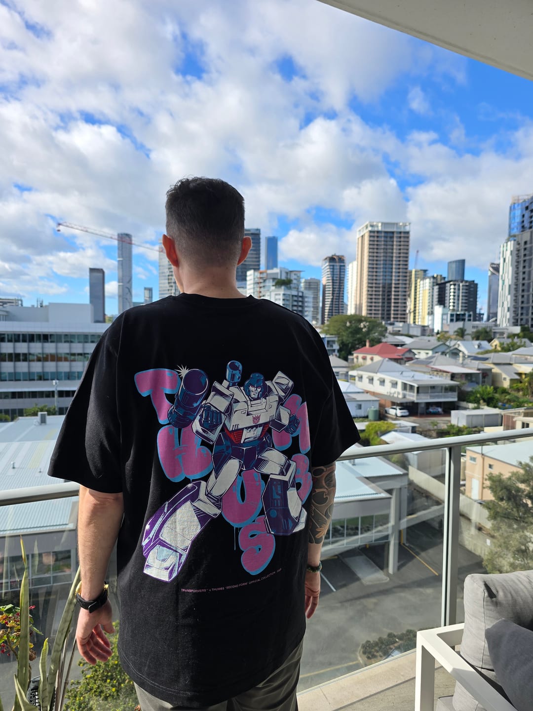Customer photo review of Transformers x Thumbs Megatron Aerosol T-Shirt in Black