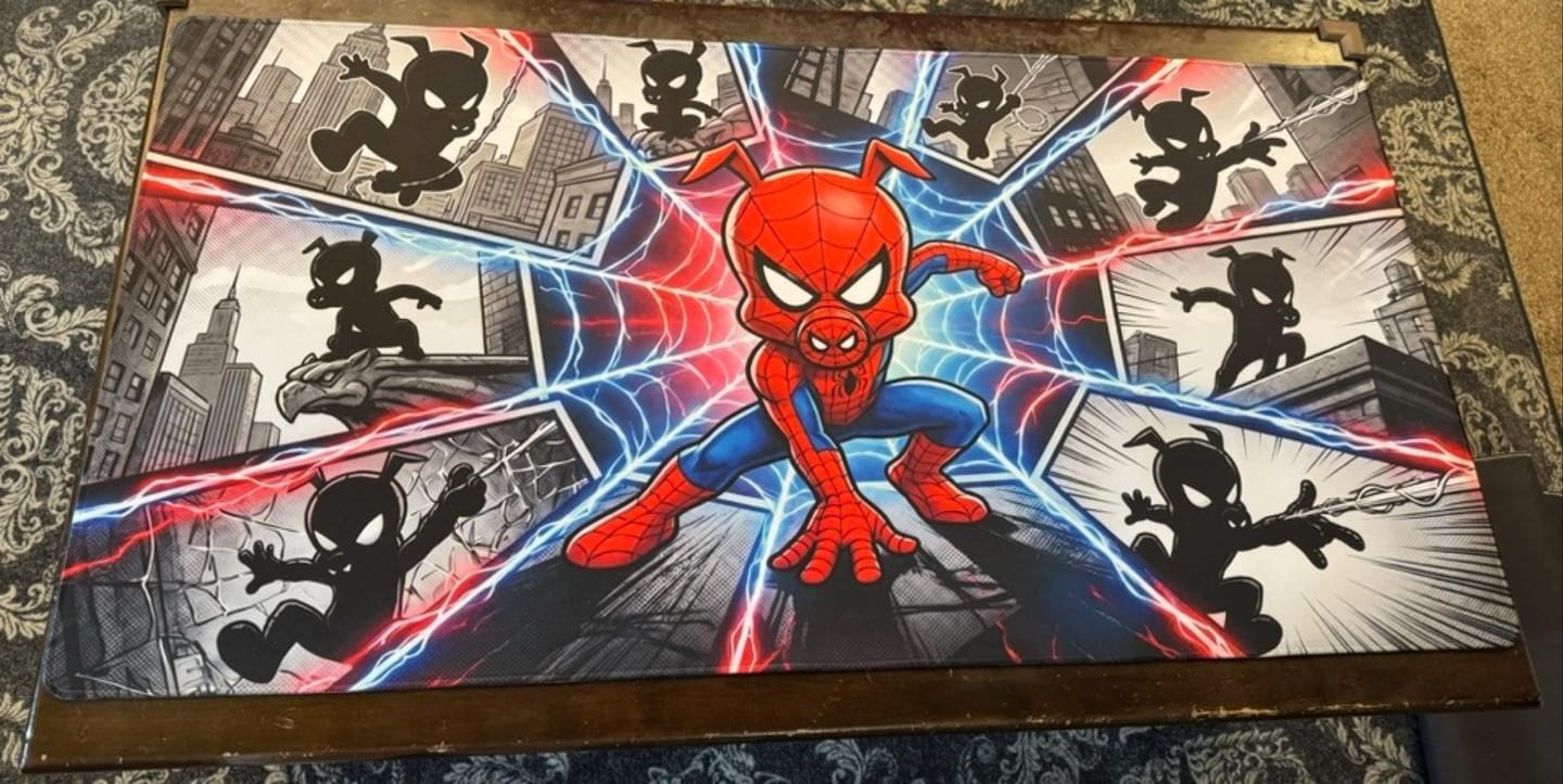 Customer photo review of Spider-Verse Collage Mouse Pad, Marvel Superhero Gaming Desk Mat