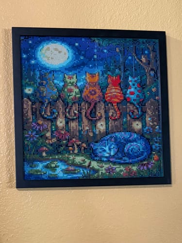 Customer photo review of Moonlit Garden Cats (Diamond Painting)