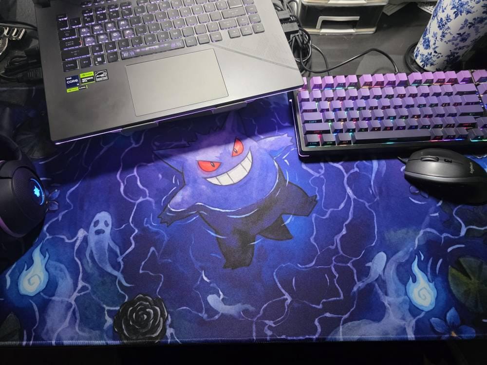 Customer photo review of Gengar Rain Scene Mouse Pad, Ghost-Type Gaming Desk Mat