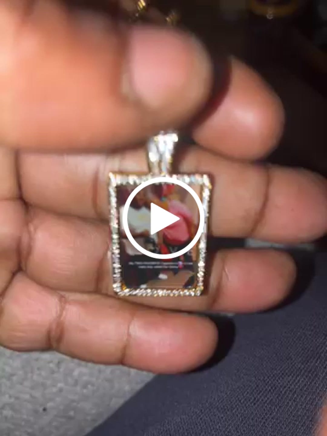 Customer video review of Personalized Diamond Studded Colorful Rectangle Photo Necklace