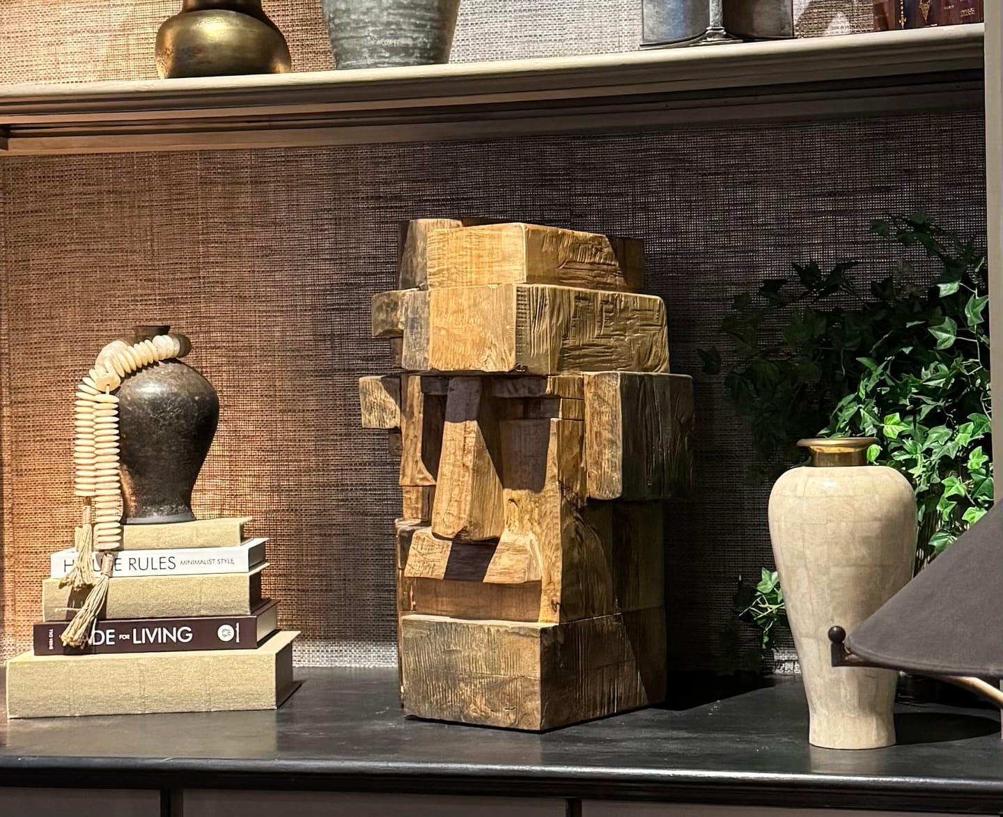 Customer photo review of Dual Cubist Totem: The Weathered Block Duo｜ Wood Sculpture