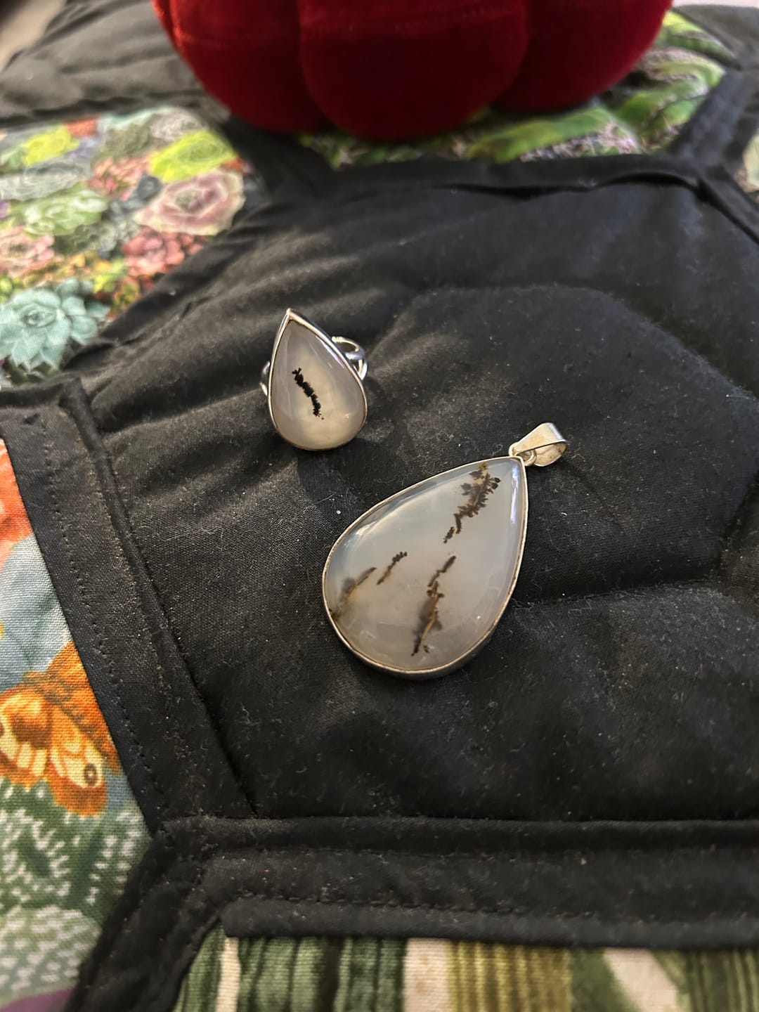 Customer photo review of Premium Scenic Dendritic Agate Ring Size 6.5 (.925 Sterling Silver)