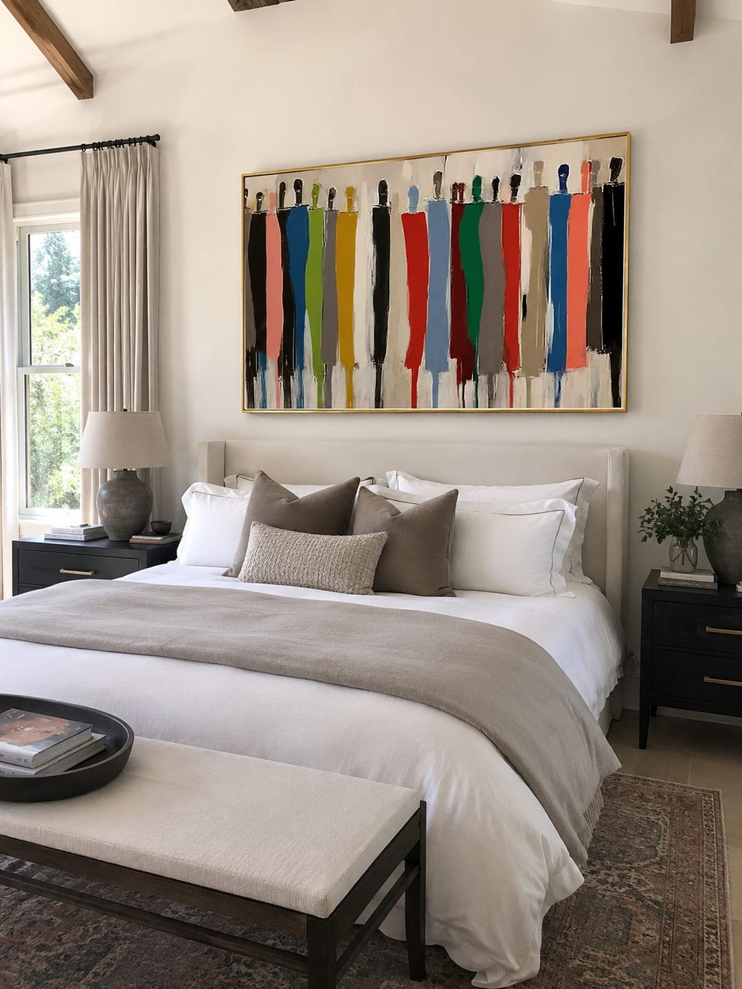Customer photo review of Collective Spirit – Hand-Painted Multicolored Abstract Crowd Portrait Painting | Bold Expressionist Living Room & Dining Room Art