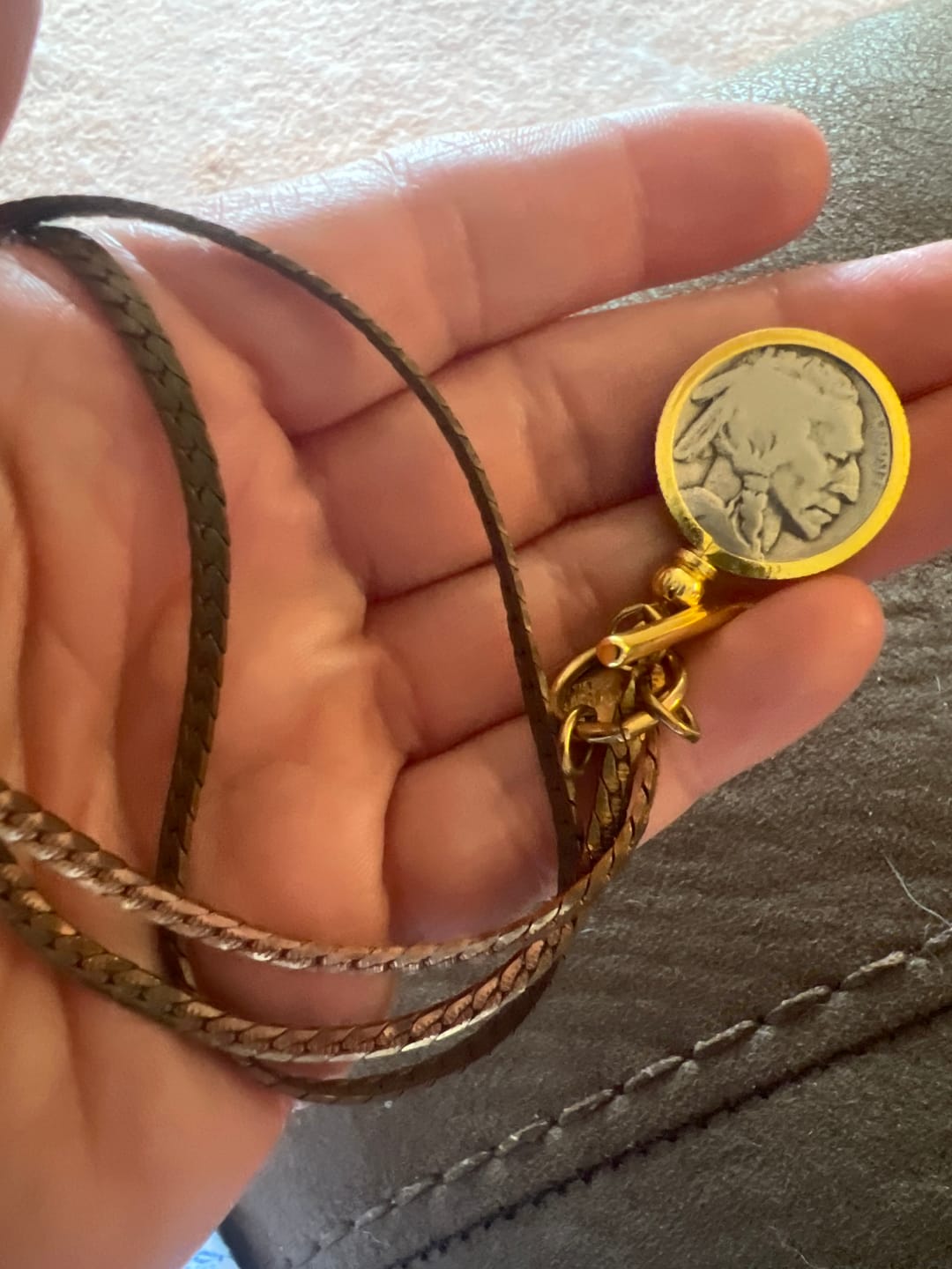 Customer photo review of Buffalo nickel necklace