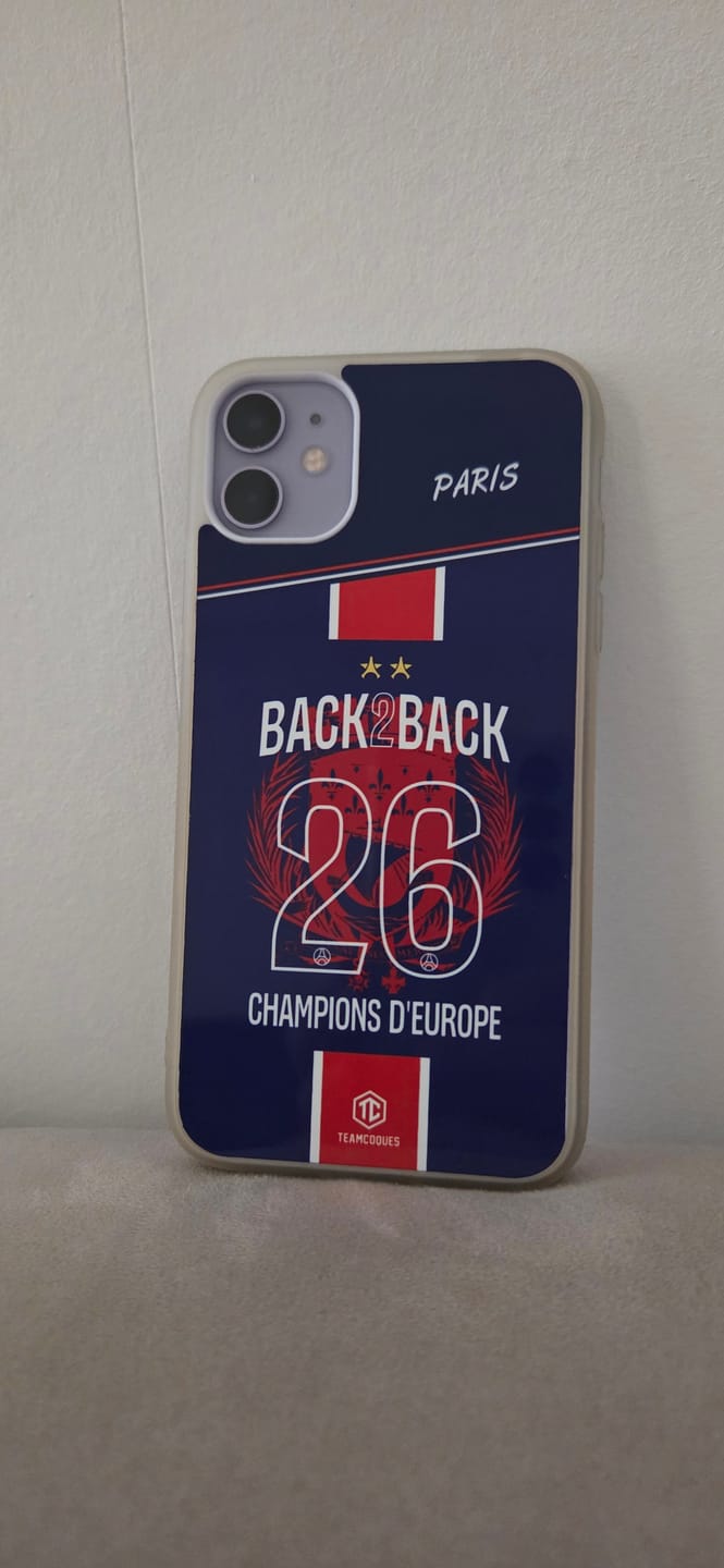 Customer photo review of Coque foot PARIS SG COLLECTOR 2026 - CHAMPIONS D'EUROPE - MAILLOT 2 ÉTOILES - CHAMPIONS LEAGUE BACK TO BACK BACK2BACK - TEAMCOQUES