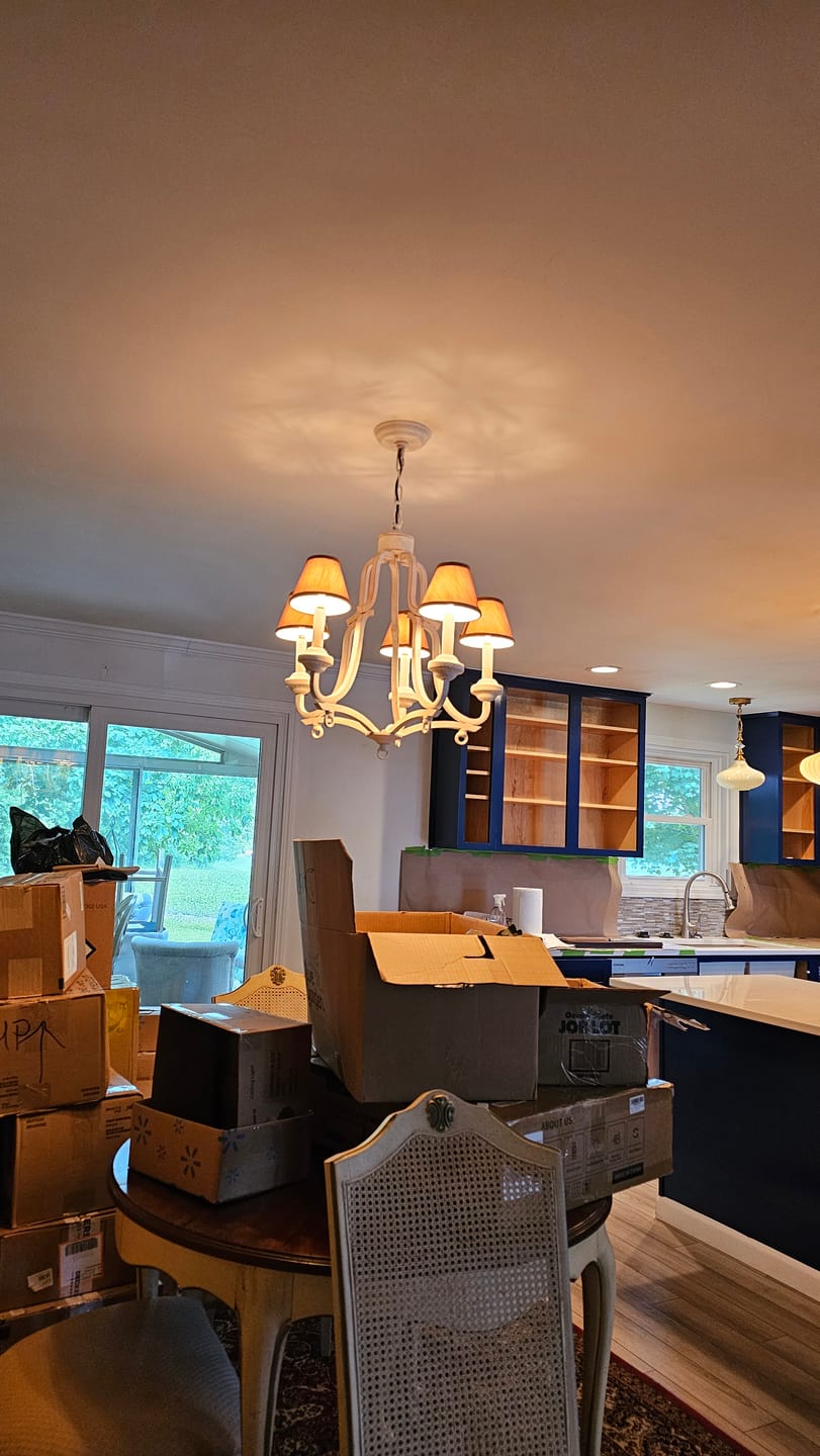 Customer photo review of 5-Light Distressed White Shabby Chic Candle Style Chandelier