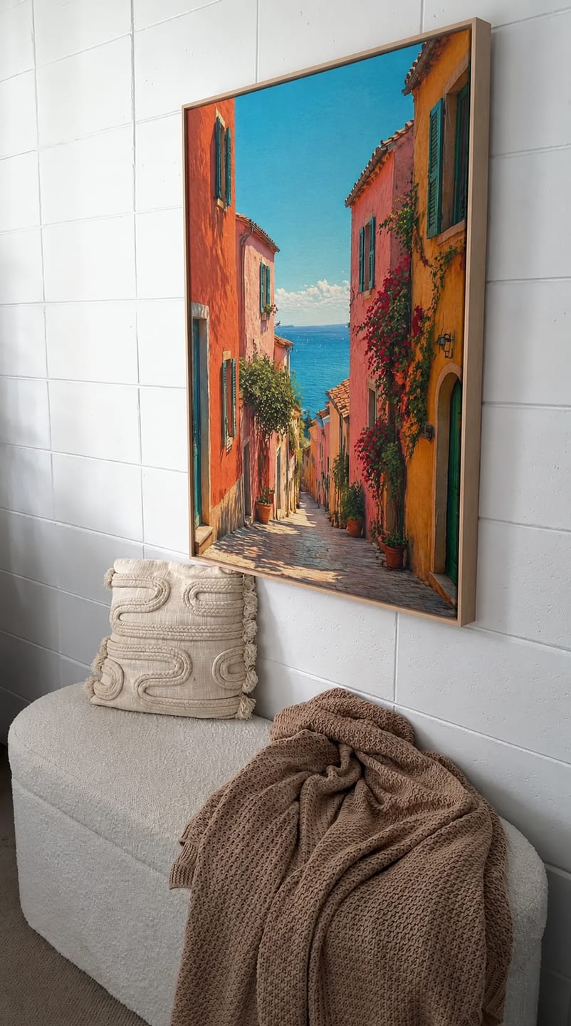 Customer photo review of Mediterranean Coastal Alley Wall Art