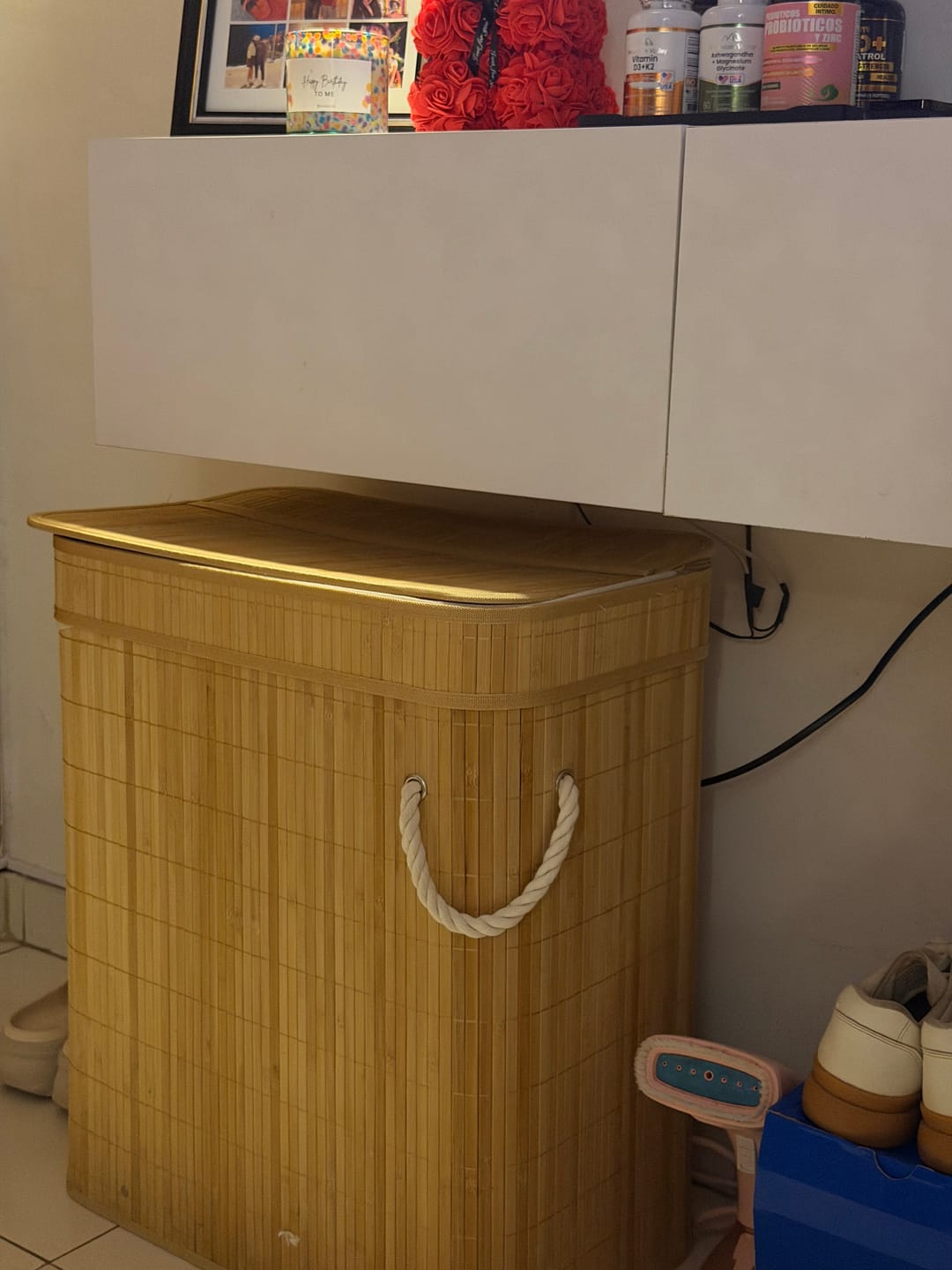 Customer photo review of Cesta de Lavanderia con Tapa de Bambú
