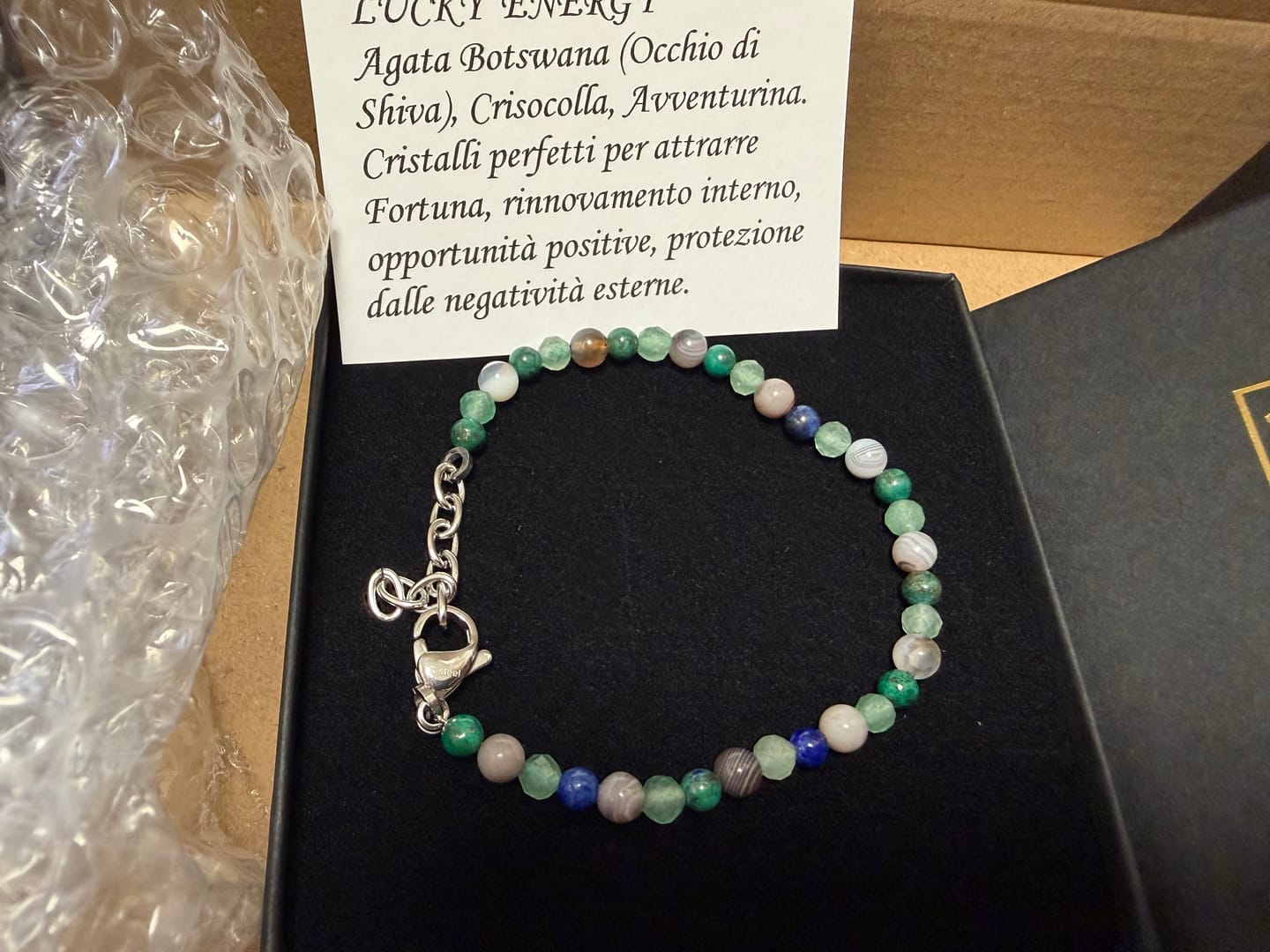 Customer photo review of Bracciale Lucky Energy - Occhio di Shiva, Avventurina, Crisocolla - LIMITED EDITION