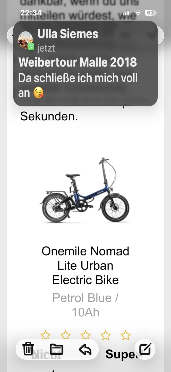 Customer photo review of Onemile Nomad Lite Urban Electric Bike