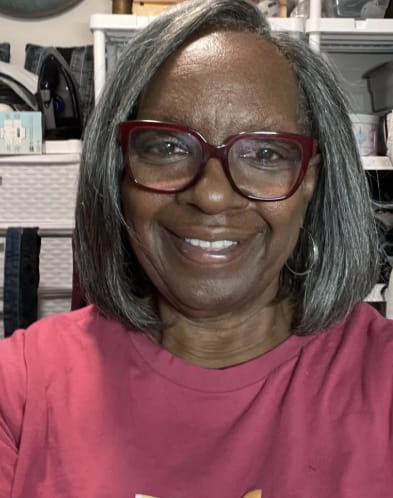 Customer photo review of Luvwin 5x5 Salt And Pepper Glueless Gray Color Pre-Cut Lace Straight Bob Wig For Black Women