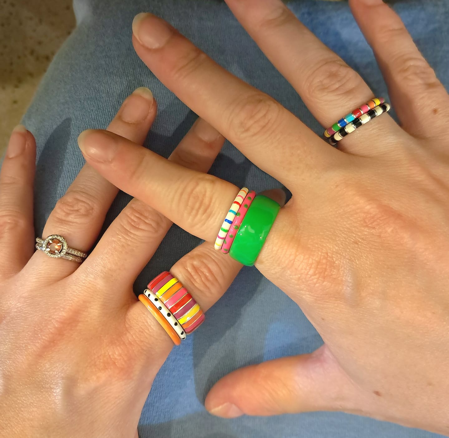 Customer photo review of Polka Dot Watermelon Thin Ring | Enamel Sterling Silver