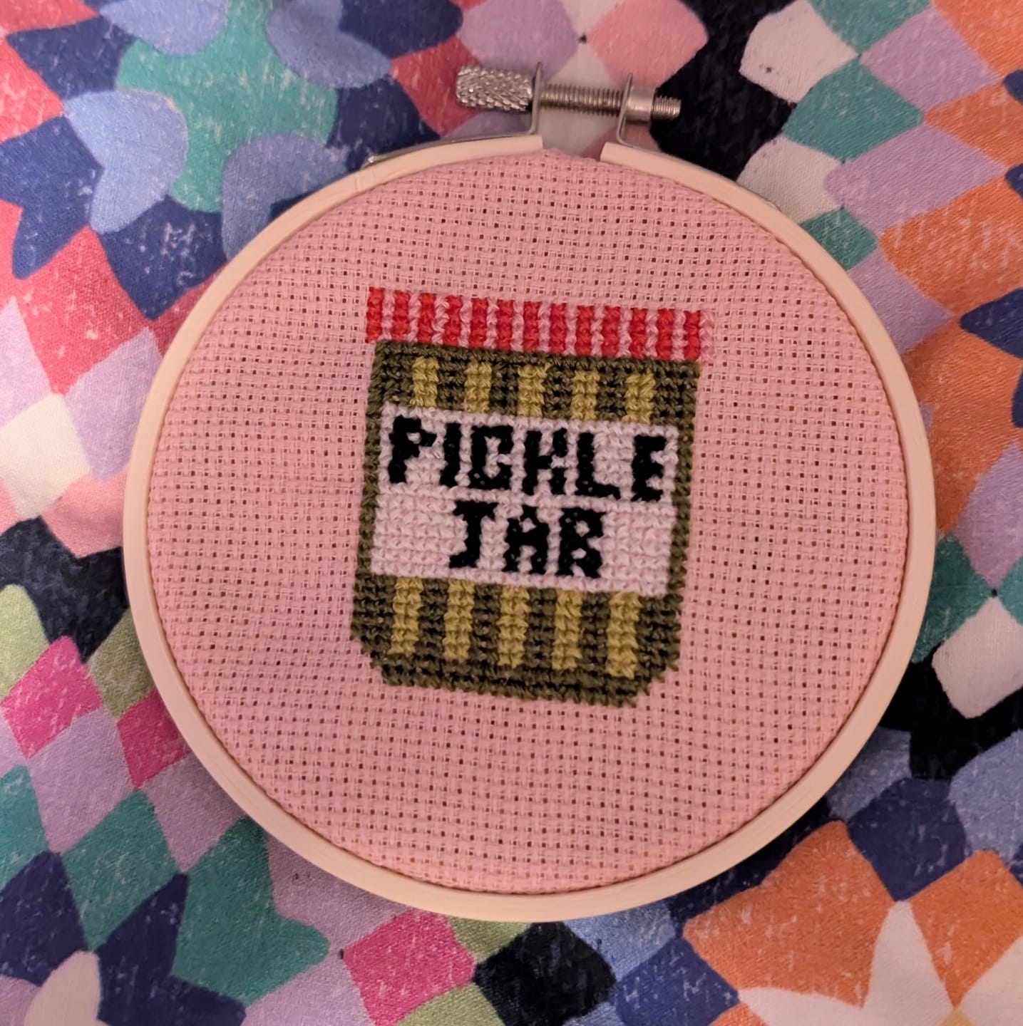 Customer photo review of Pickle Jar Cross Stitch Kit