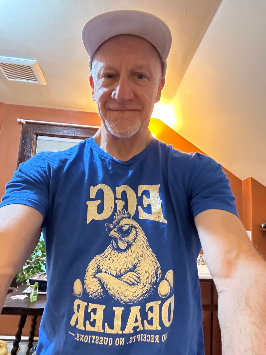 Customer photo review of Egg Dealer No Receipts T-Shirt