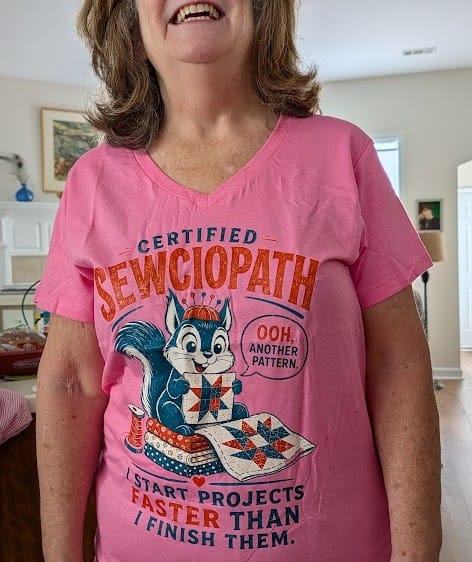Customer photo review of Certified Sewciopath V-Neck T-Shirt