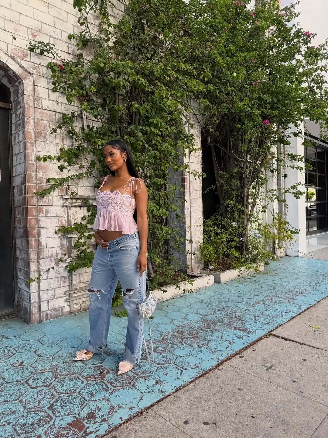 Customer photo review of Sophia Lace Chiffon Pant Set