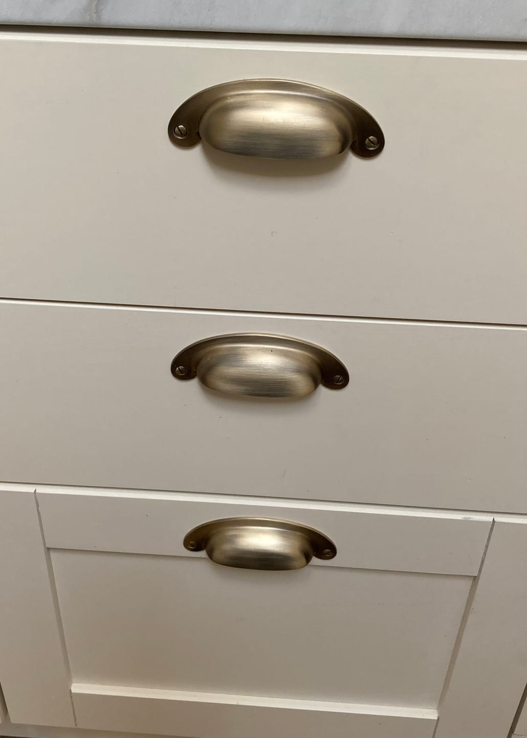 Customer photo review of Classic Aged Brushed Brass Cupboard Handles