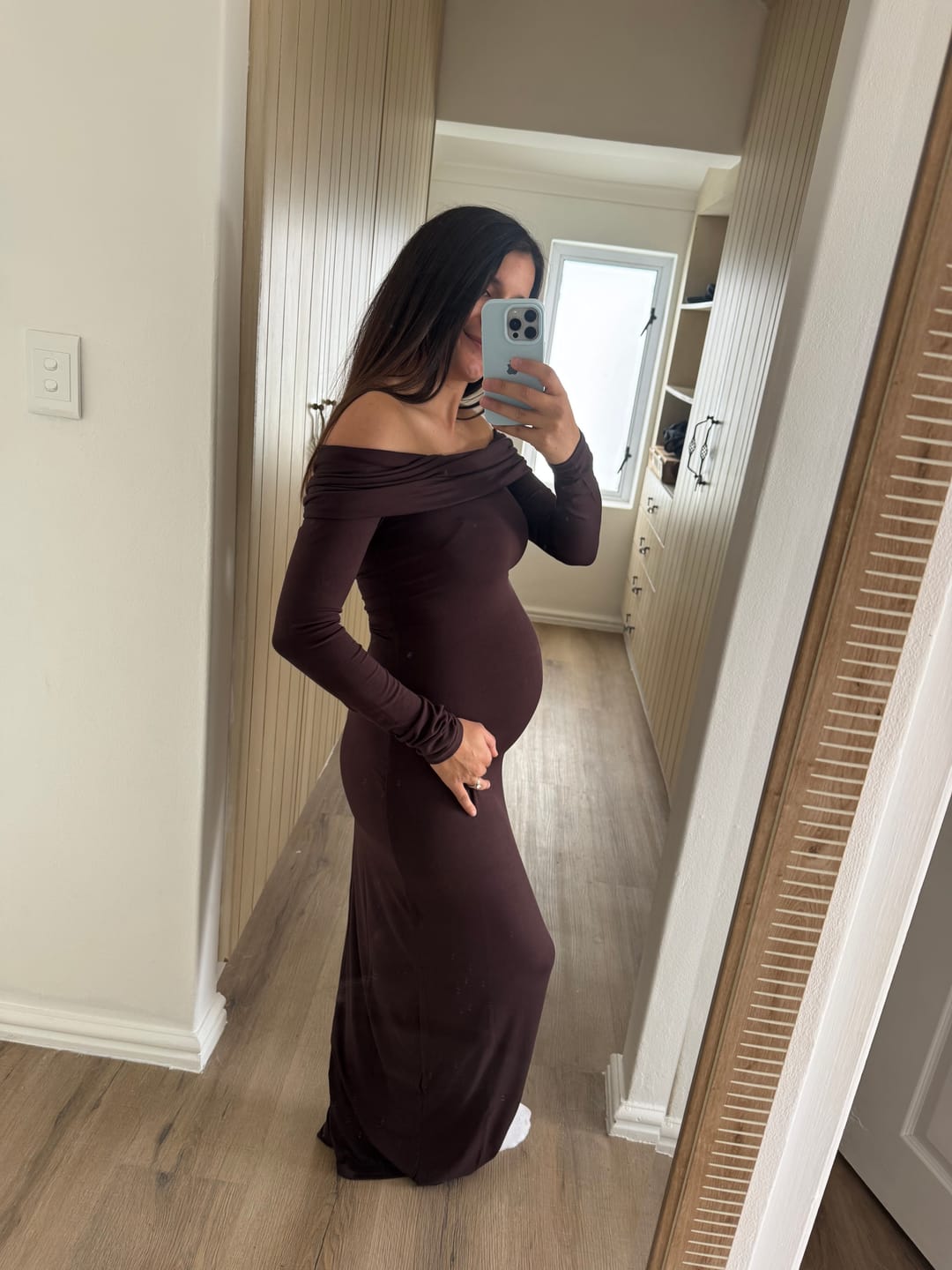 Customer photo review of Mia Maxi Dress - Chocolate