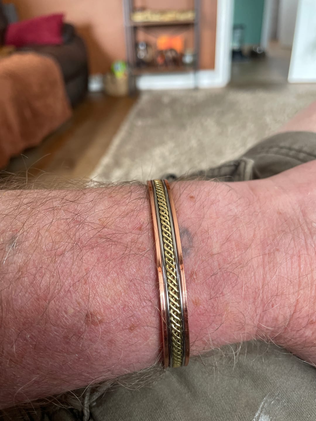 Customer photo review of Buddha Stones Magnetic Copper Balance Adjustable Cuff Bracelet Bangle Ring