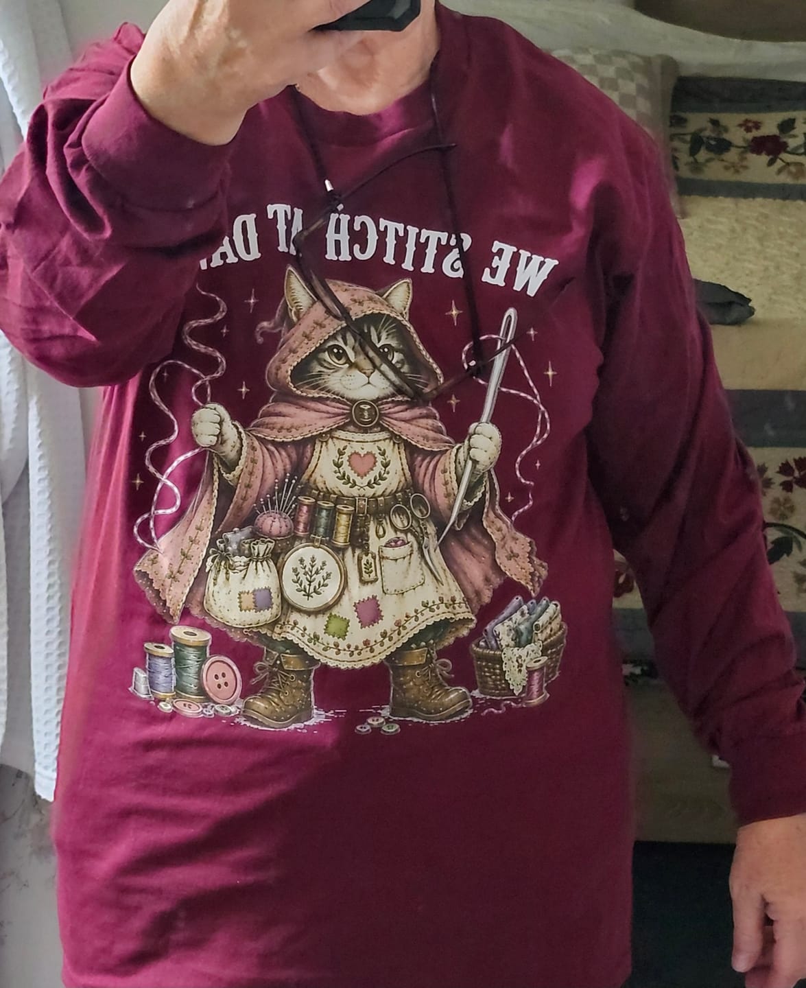 Customer photo review of We Stitch At Dawn Long Sleeve T-shirt