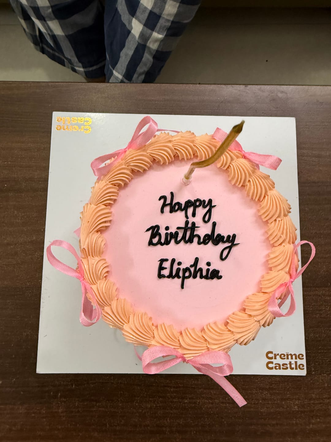 Customer photo review of Peach Ribbon Cake